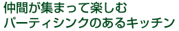 仲間が集まって楽しむパーティシンクのあるキッチン